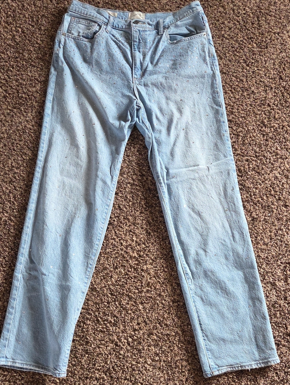 Universal Thread Light Blue Rhinestone Straight-Leg Jeans